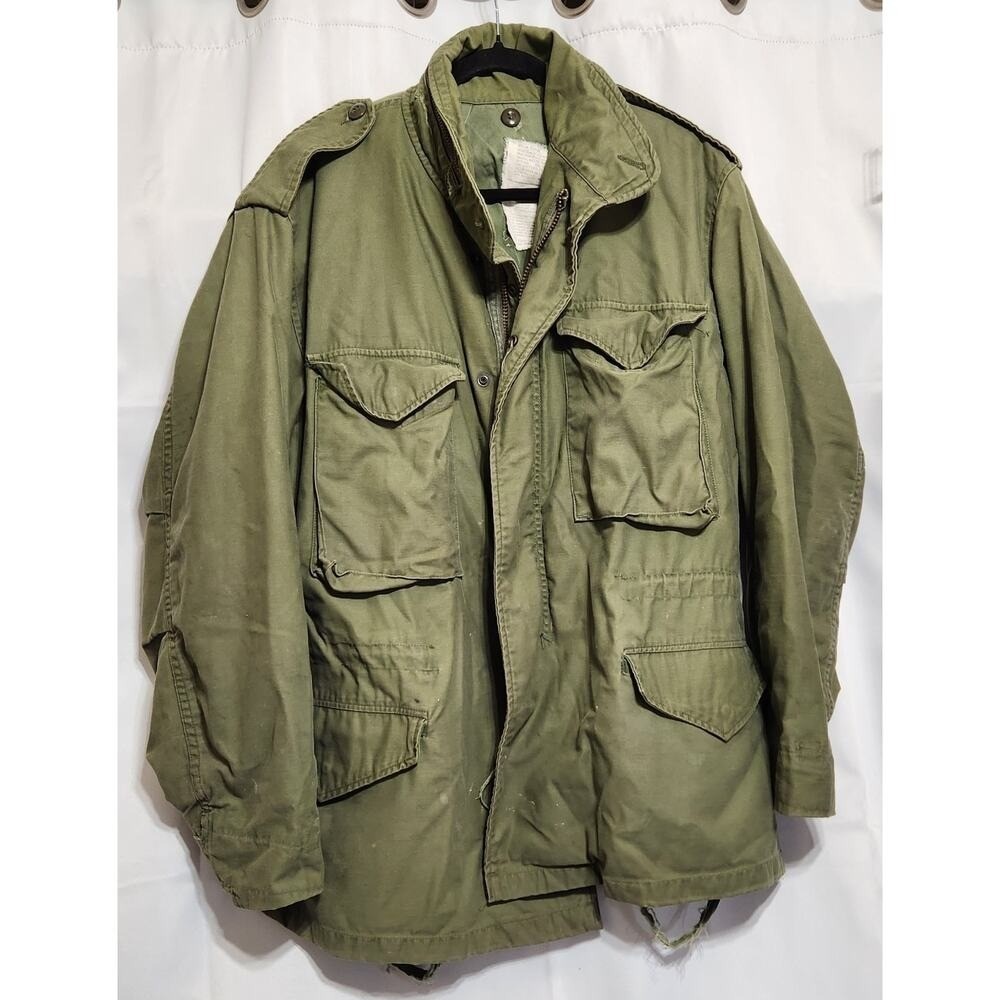 1974 US Army M65 Field Jacket Cold Weather Coat MED REG Olive Vietnam War Era